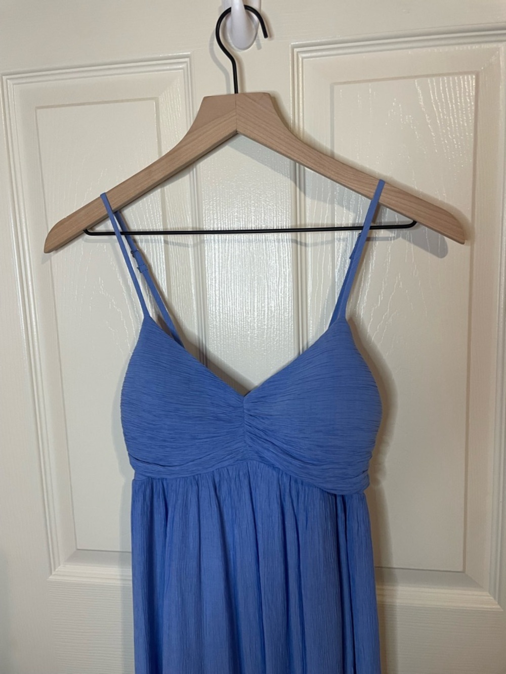 Abercrombie & Fitch Crinkle Textured Ruched Maxi Dress in Blue Size XS - Picture 3 of 9